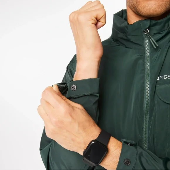 FIGS Men’s On-Shift Extremes Jacket Lightweight Hooded Windbreaker Green Medium - Picture 8 of 16